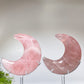 3.5" Rose Quartz Moon Carving with Stand Crystal Healing Bulk Wholesale