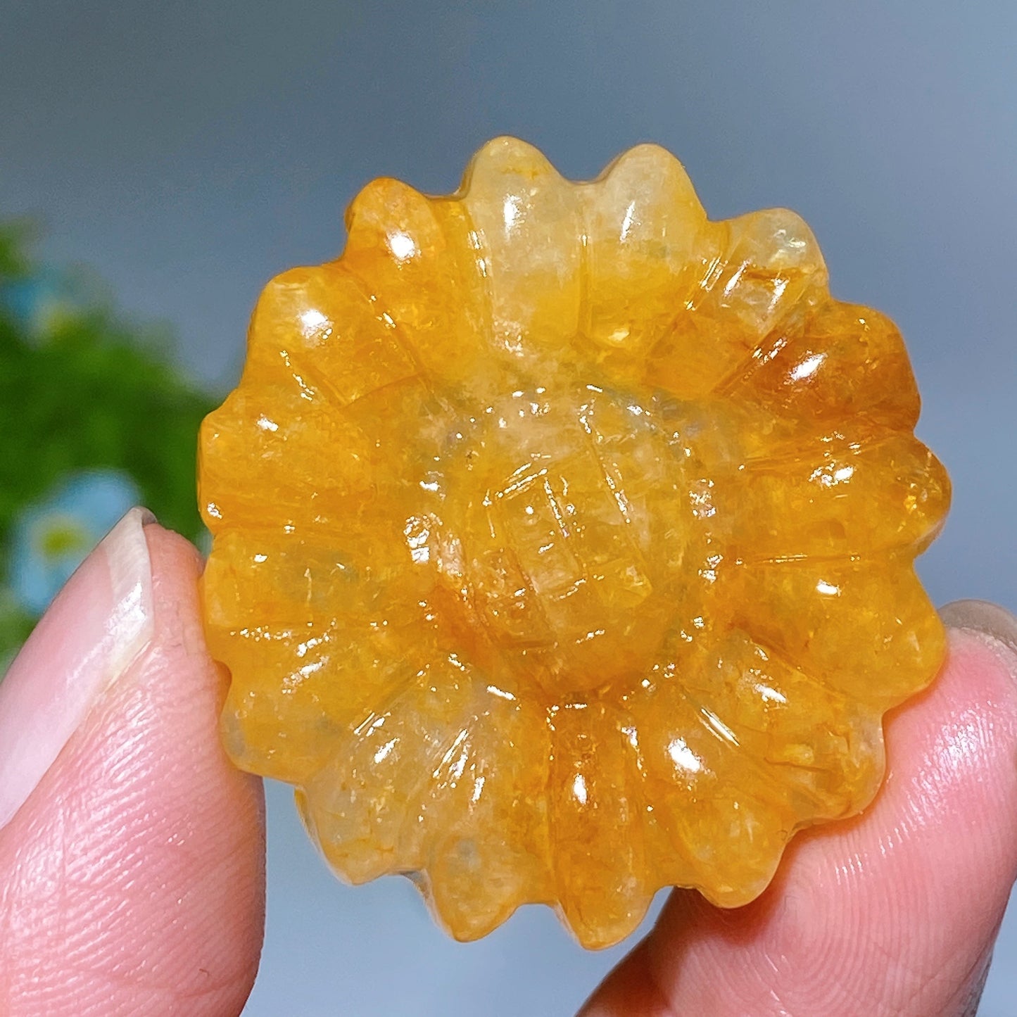 1.3" Crystal Sunflower Carving Crystal Healing Bulk Wholesale