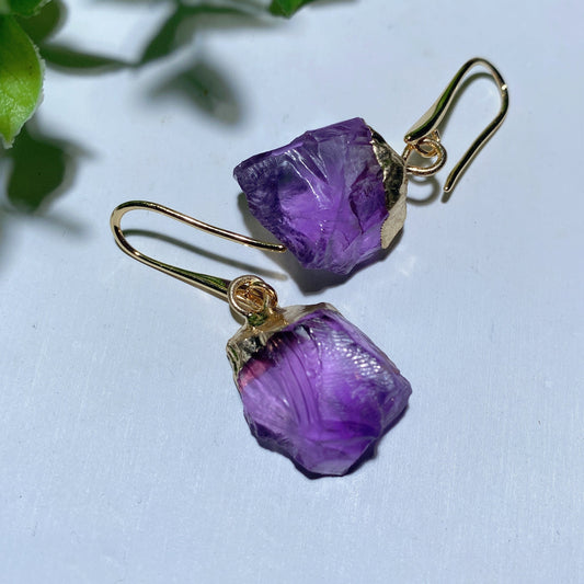 Amethyst Raw Stone Earrings Bulk Wholesale