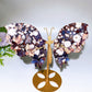 19cm Large Unique Blue Purple Flower Agate Butterfly Wings with Stand Crystal Healing Bulk Wholesale