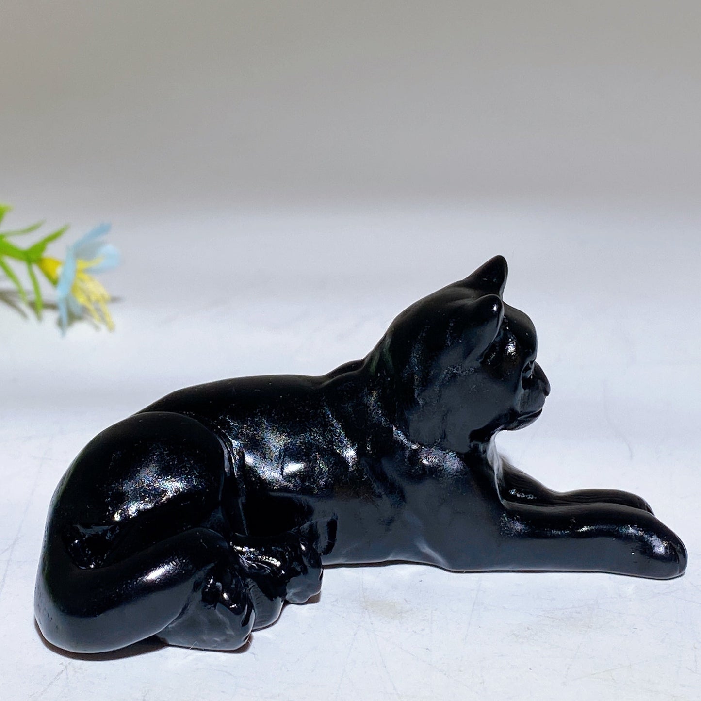 3.0" Black Obsidian Cat Carving Crystal Healing Bulk Wholesale