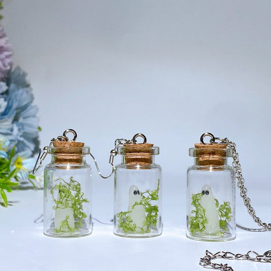Luminous Ghost in Bottle Earring Necklace Crystal Healing Bulk Wholesale
