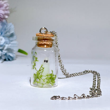 Luminous Ghost in Bottle Earring Necklace Crystal Healing Bulk Wholesale