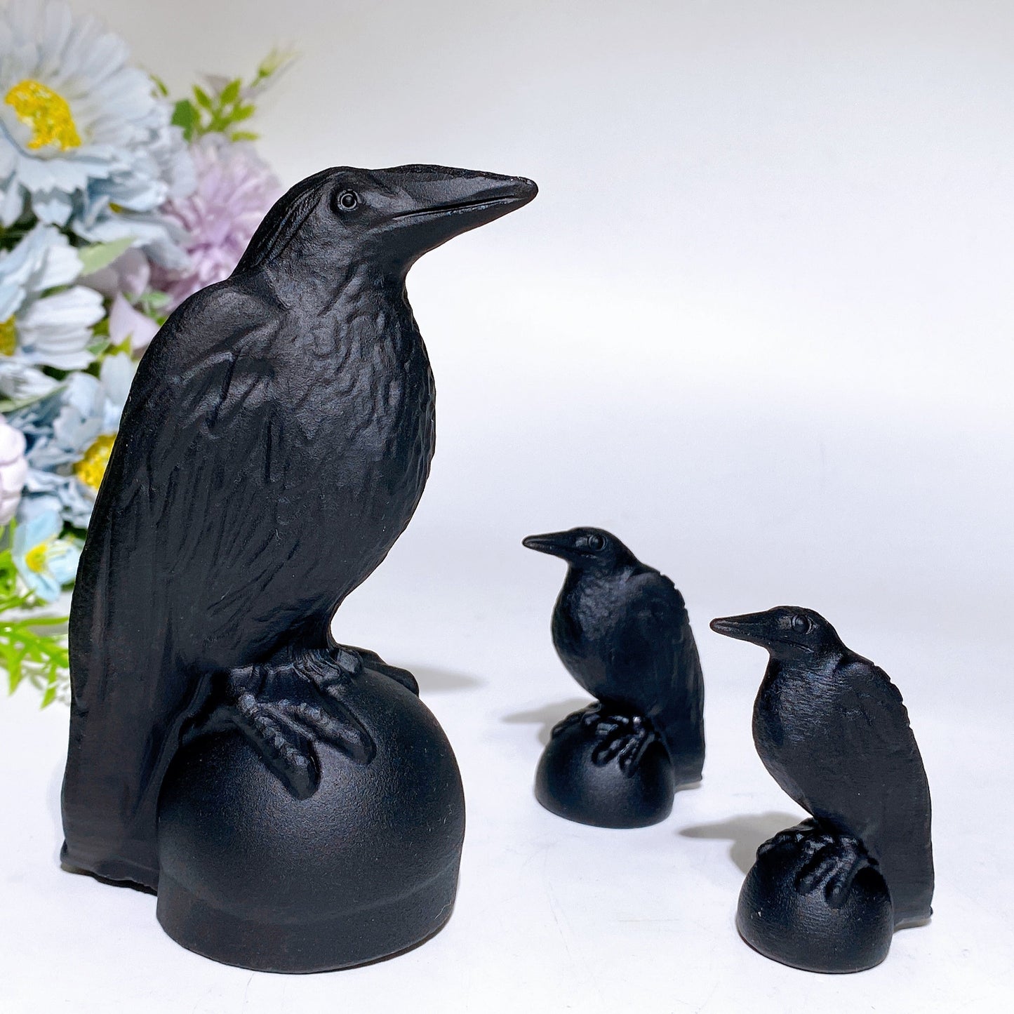 2.3"-4.9" Black Obsidian Raven Carving Crystal Healing Bulk Wholesale