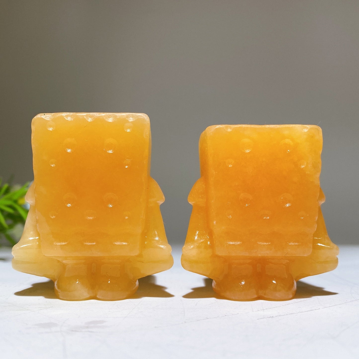 1.9" Orange Calcite SpongeBob Carving Crystal Healing Bulk Wholesale