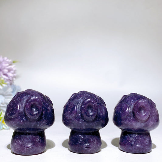 1.8" Purple Mica Cartoon Mushroom Carving Crystal Healing Bulk Wholesale