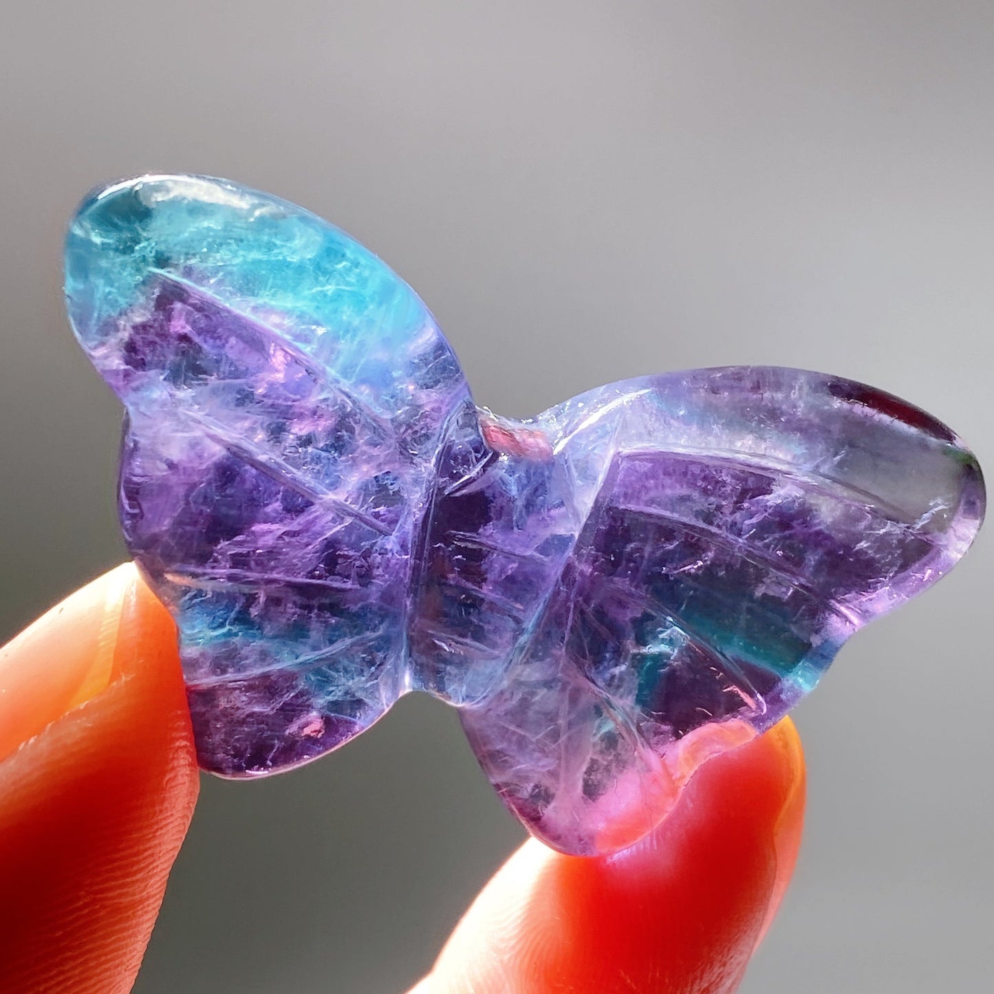 1.6" Rainbow Fluorite Butterfly Carving Crystal Healing Bulk Wholesale