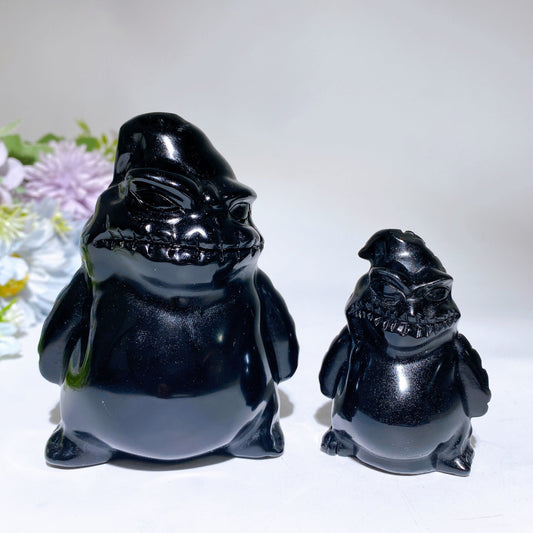 2.6"-4.0" Black Obsidian Oogie Boogie Carving Crystal Healing Bulk Wholesale
