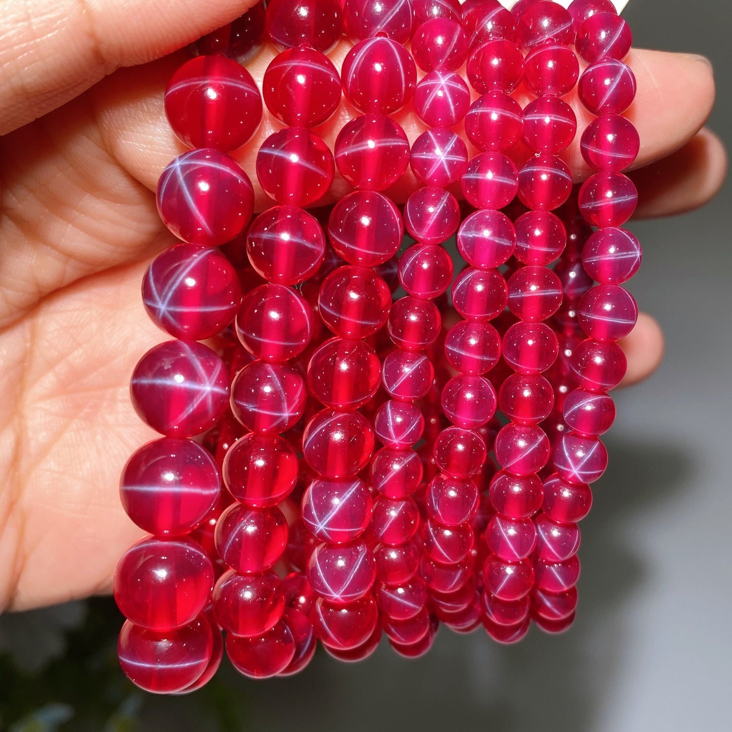 6mm 8mm 10mm UV Reactive Star Ruby Bracelet Crystal Healing Bulk Wholesale