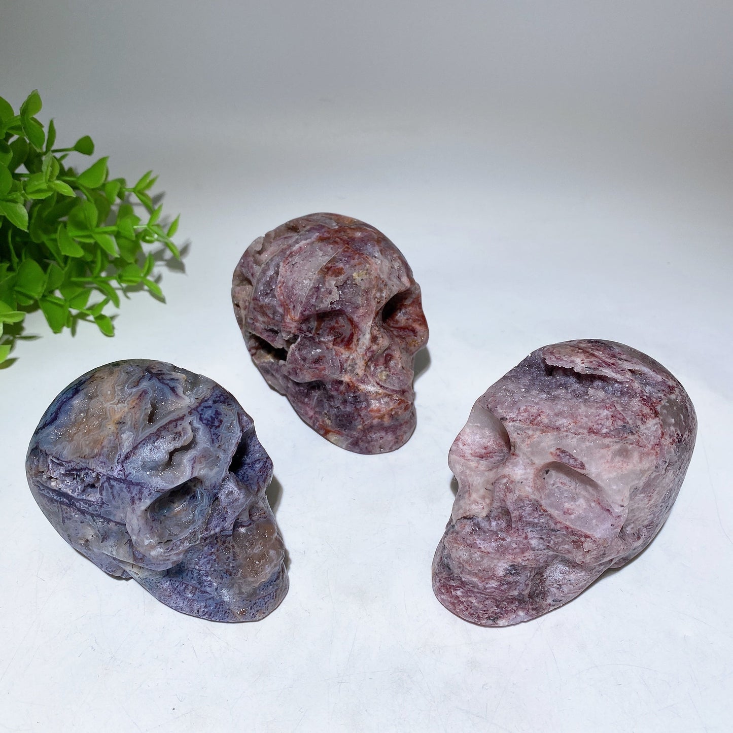 3.0"-3.8" Purple Sphelarite Skull Carving Healing Crystal Bulk Wholesale