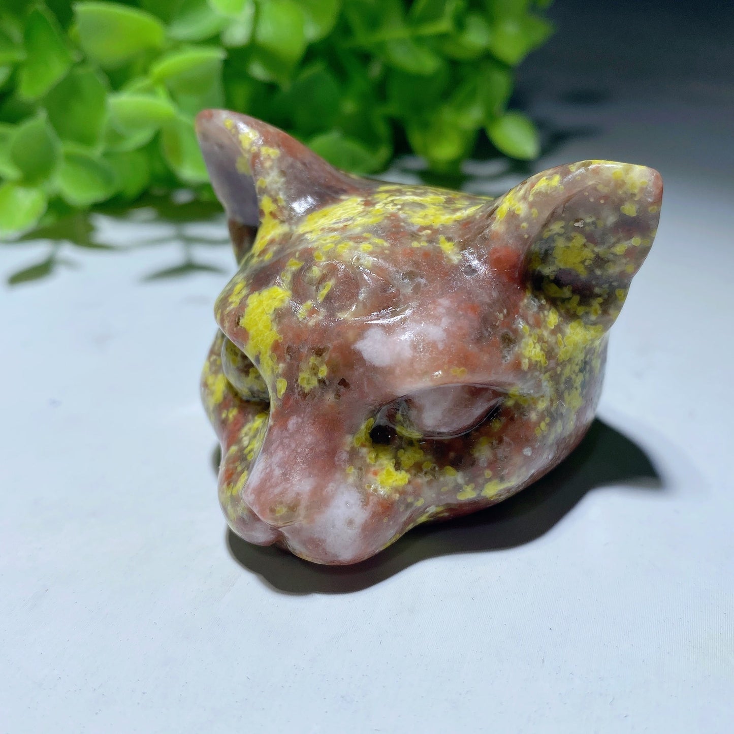 1.8" Mixed Crystal Cat Head Carvings Bulk Wholesale