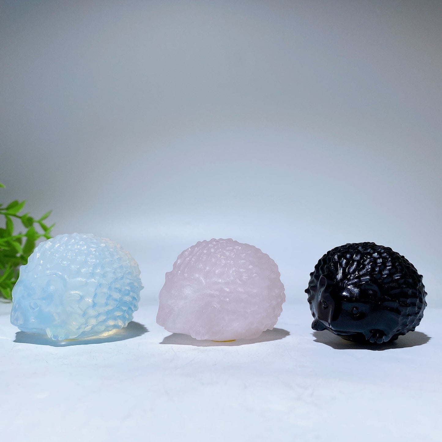 2.1" Opalite Rose Quartz Black Obsidian Hedgehog Carving Crystal Healing Bulk Wholesale