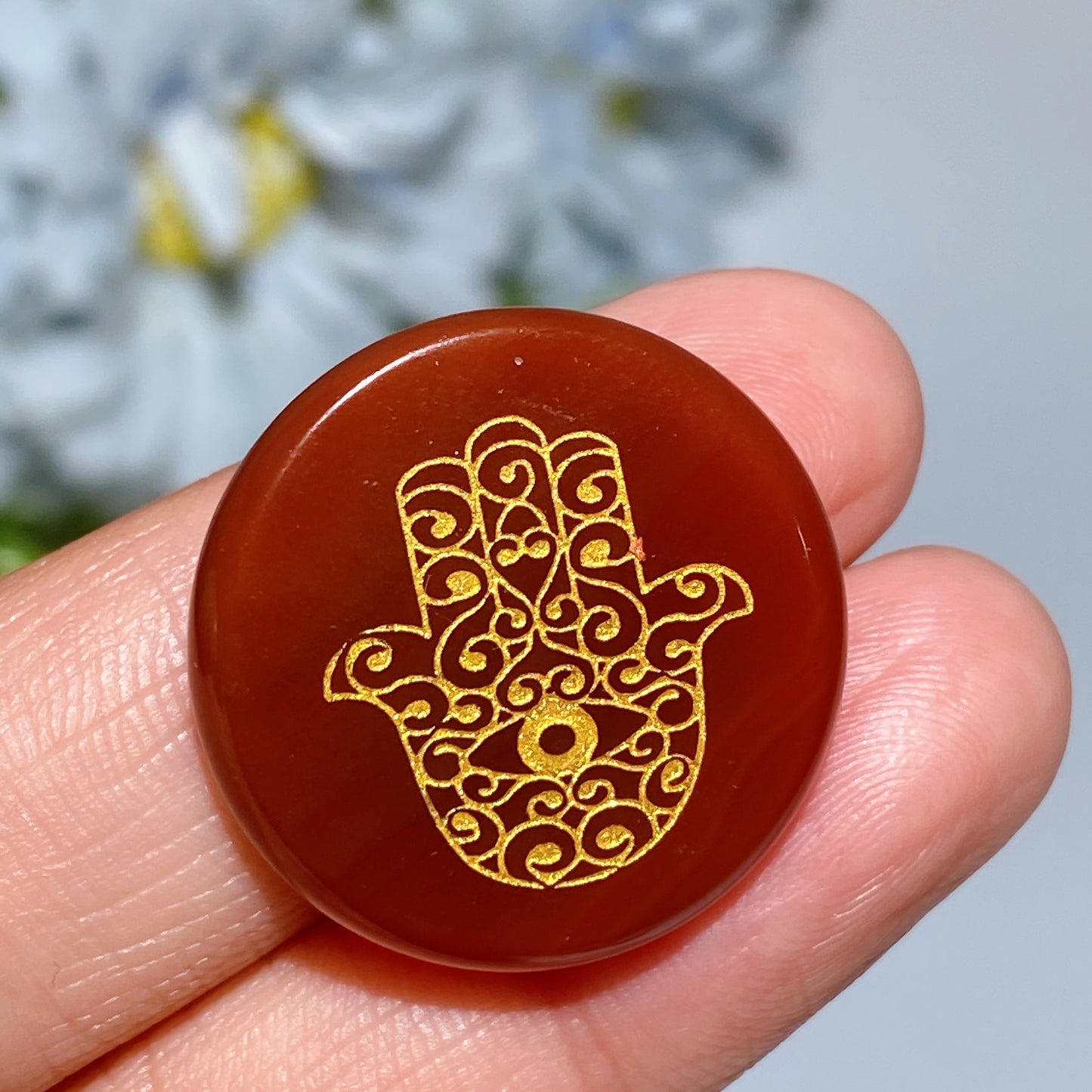 24mm Crystal Round Slab with Chakra Hand Printing Crystal Healing Bulk Wholesale