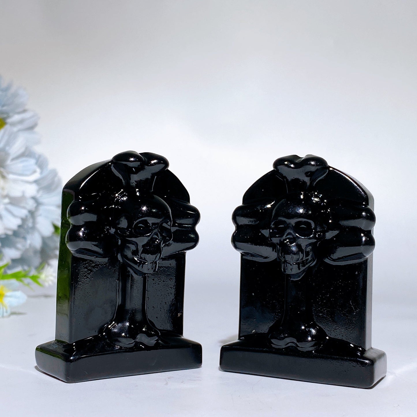 2.0" Black Obsidian Headdstone Tombstone Carving Crystal Healing Bulk Wholesale