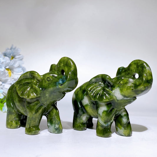 3.7" Serpentine Elephant Carving Crystal Healing Bulk Wholesale