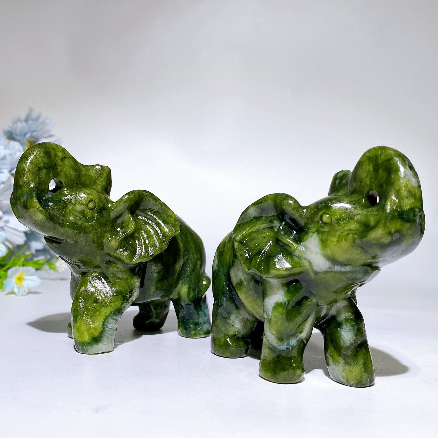 3.7" Serpentine Elephant Carving Crystal Healing Bulk Wholesale