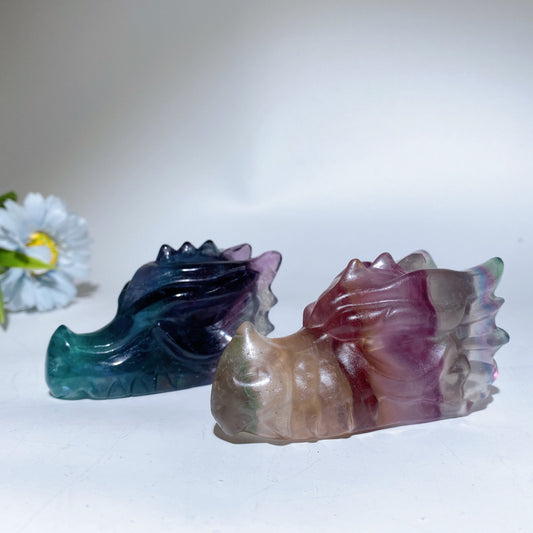 3.2"-3.5" Fluorite Dragon Head Carving Bulk Wholesale