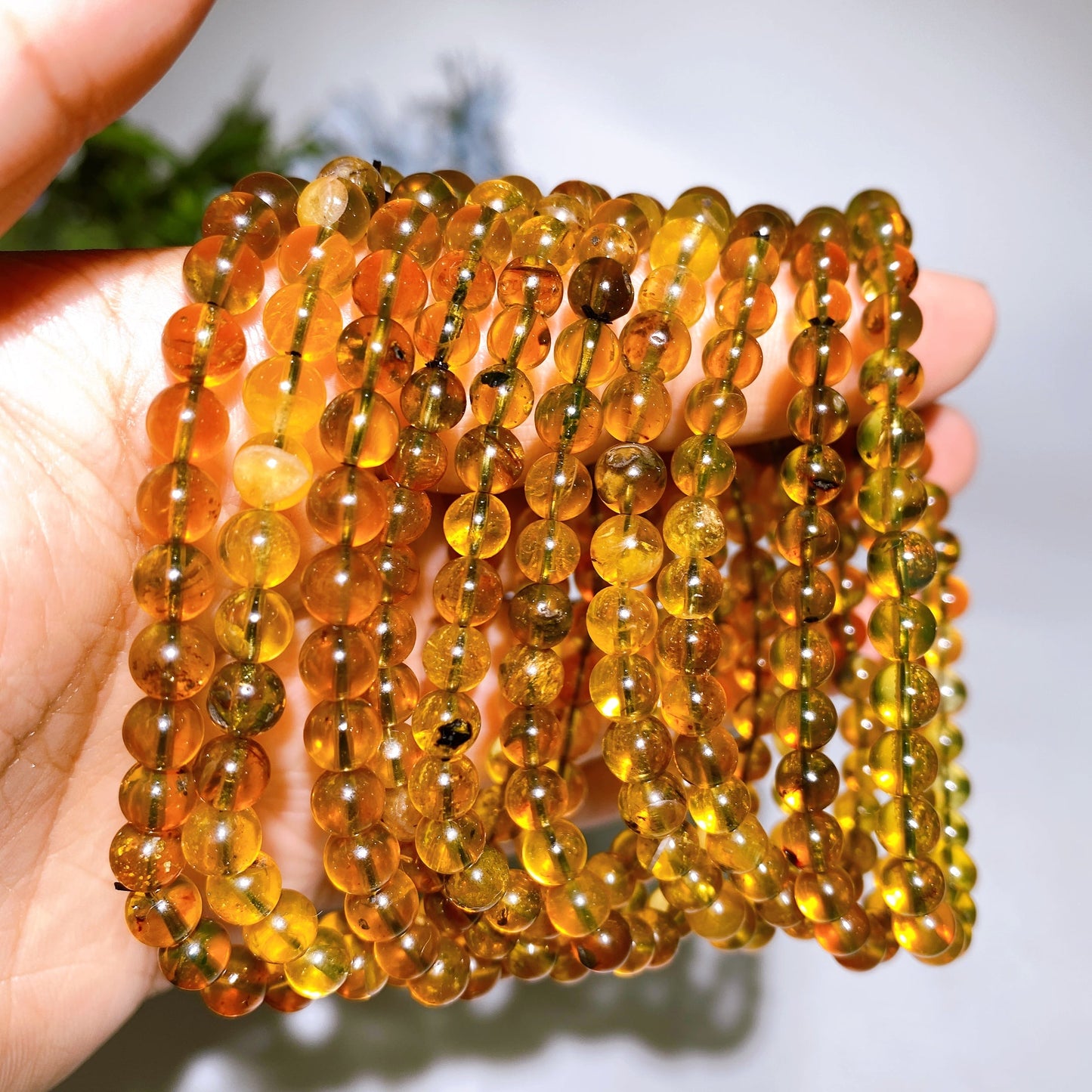 4mm UV Reactive Bule Amber from Mexico Bracelet Crystal Healing Bulk Wholesale