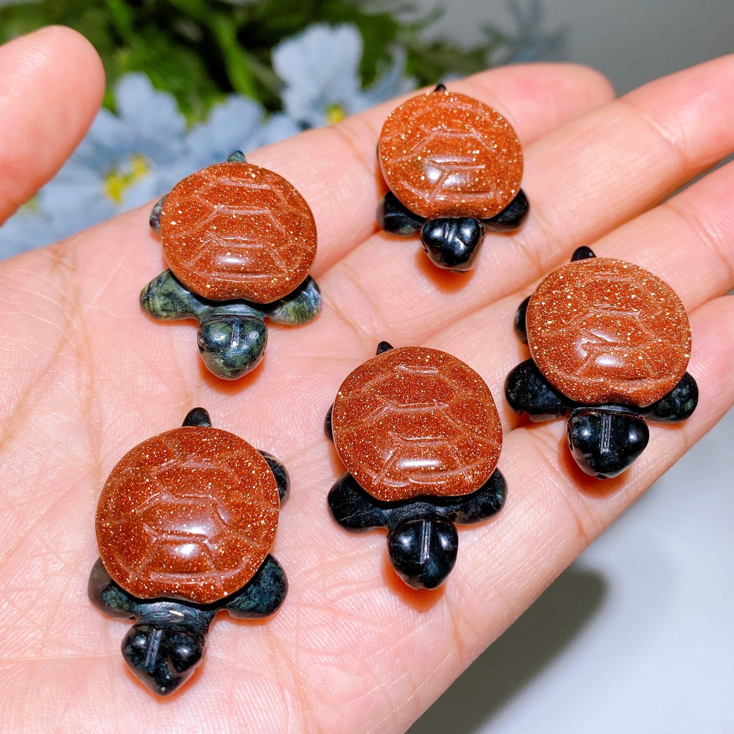 Mini Serpentine Turtle with Crystal Shell Carving Crystal Healing Bulk Wholesale