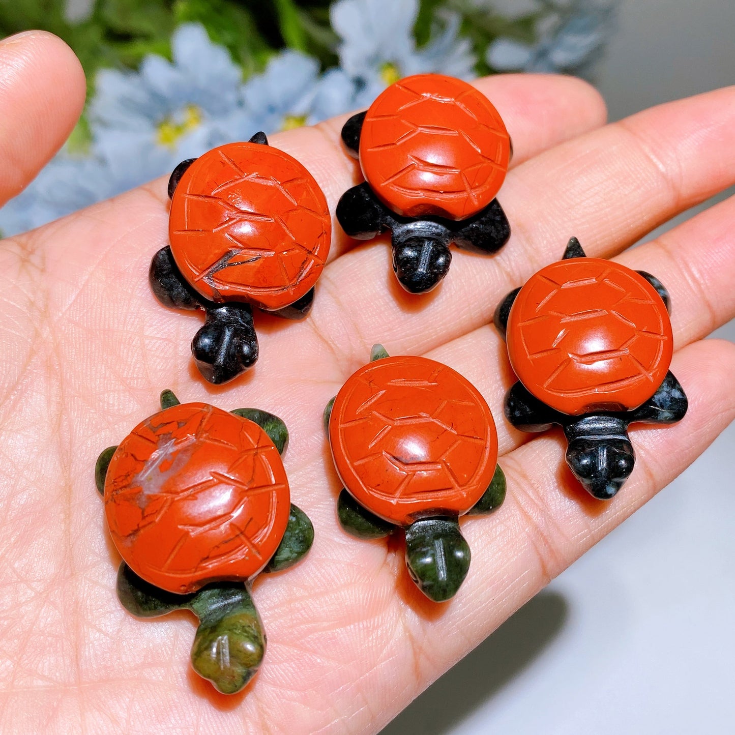 Mini Serpentine Turtle with Crystal Shell Carving Crystal Healing Bulk Wholesale
