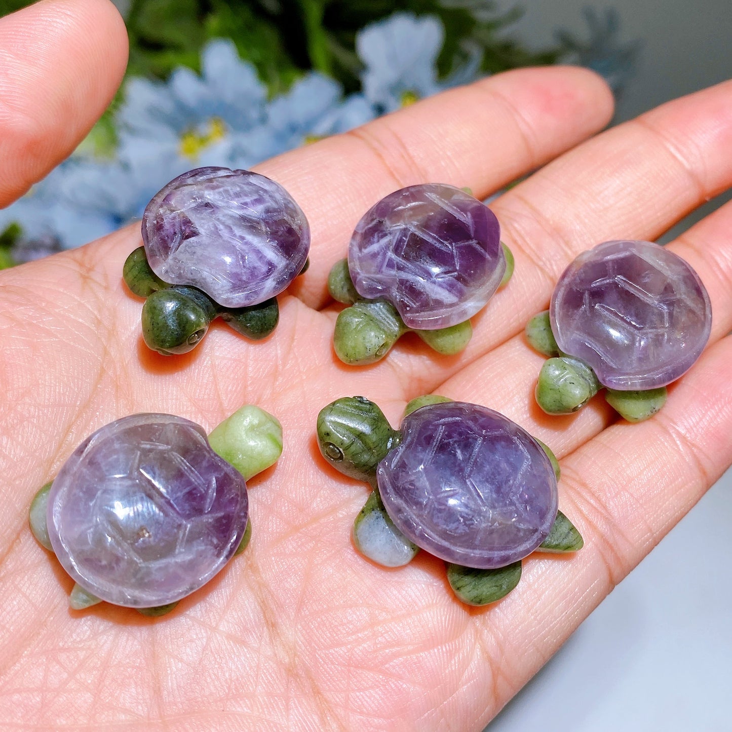 Mini Serpentine Turtle with Crystal Shell Carving Crystal Healing Bulk Wholesale