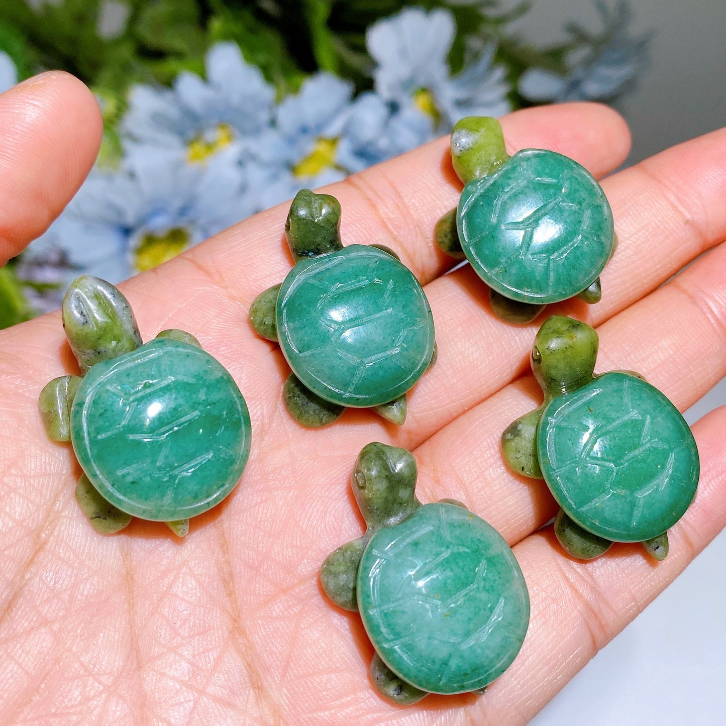 Mini Serpentine Turtle with Crystal Shell Carving Crystal Healing Bulk Wholesale