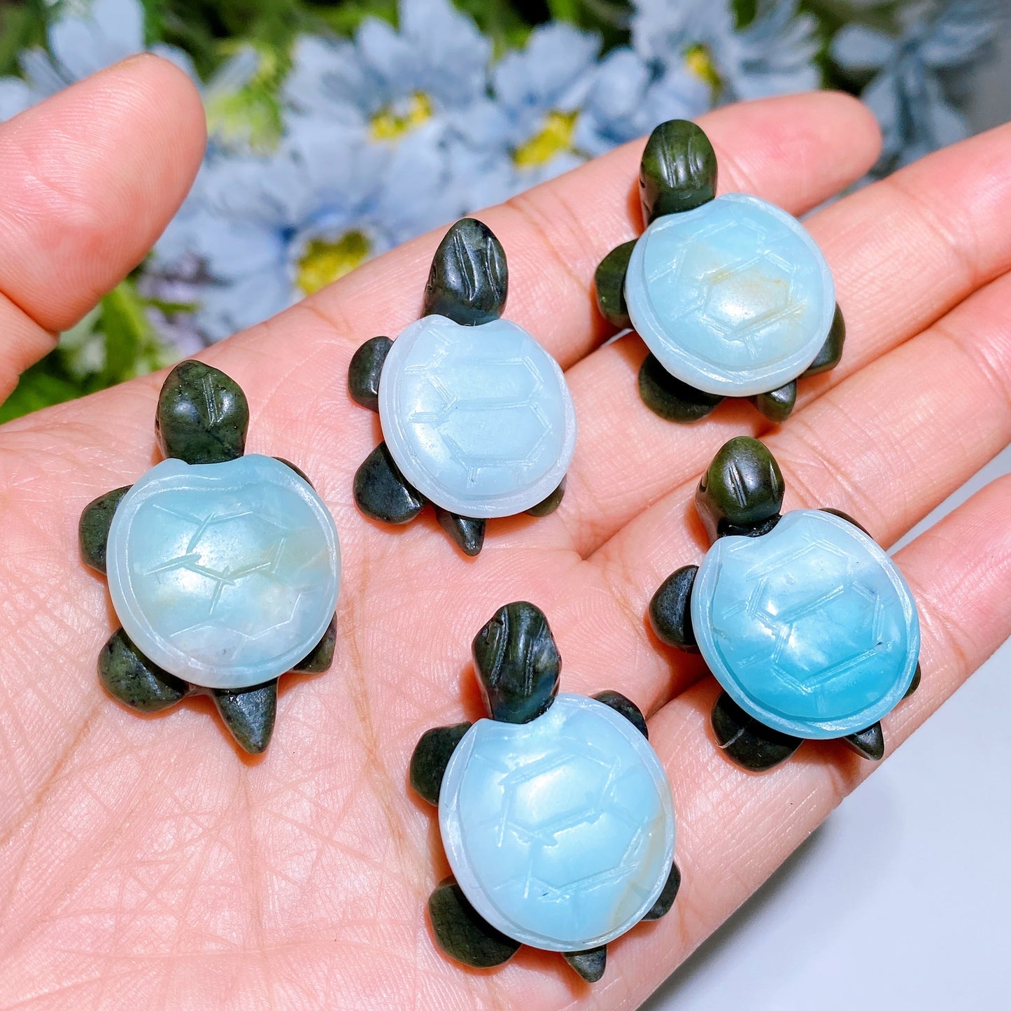 Mini Serpentine Turtle with Crystal Shell Carving Crystal Healing Bulk Wholesale