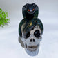 3.8" Selenite Skull with Snake Decor with Hand Painting Crystal Healing Bulk Wholesale