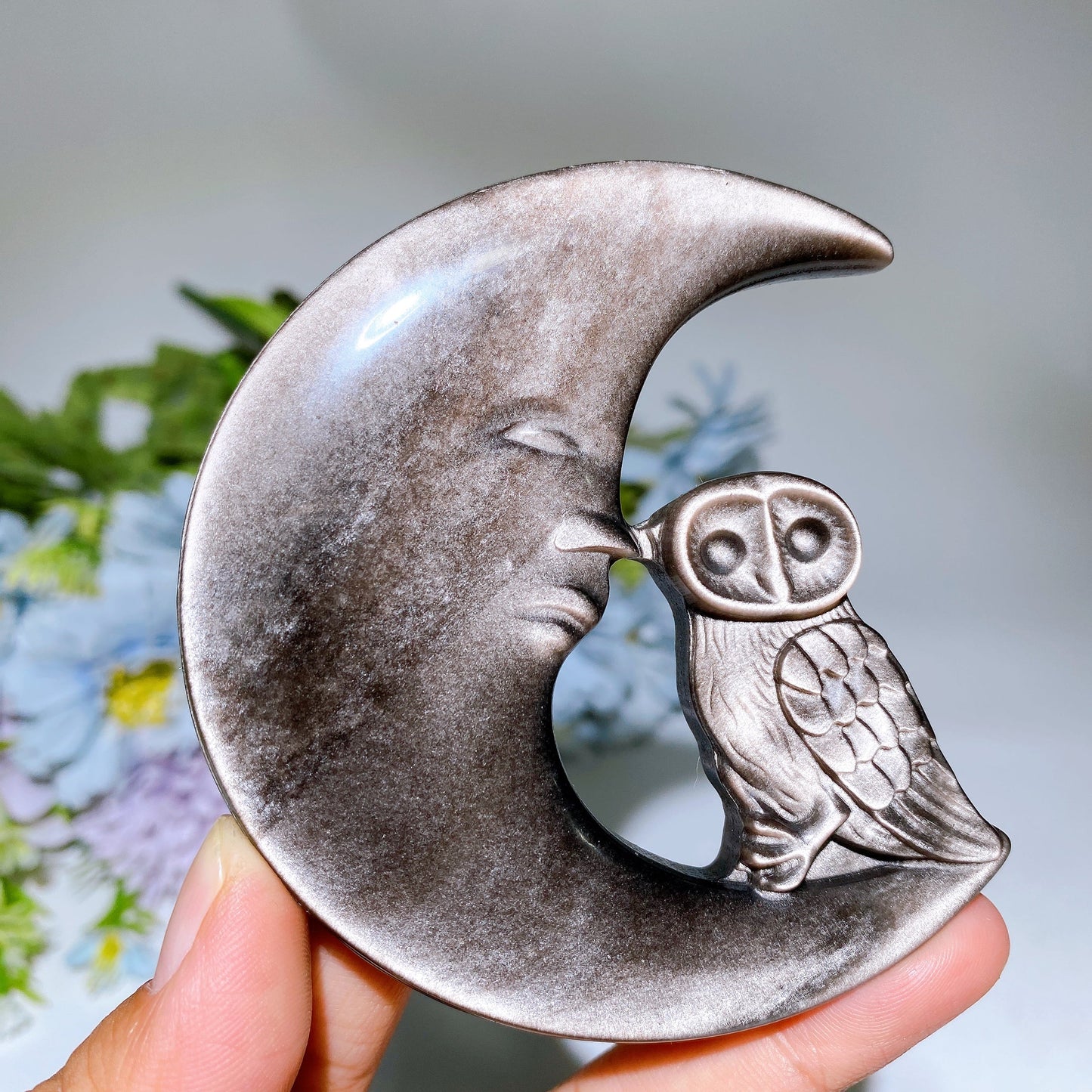 3.0"-3.4" Silver Obsidian Golden Obsidian Carving Crystal Healing Bulk Wholesale