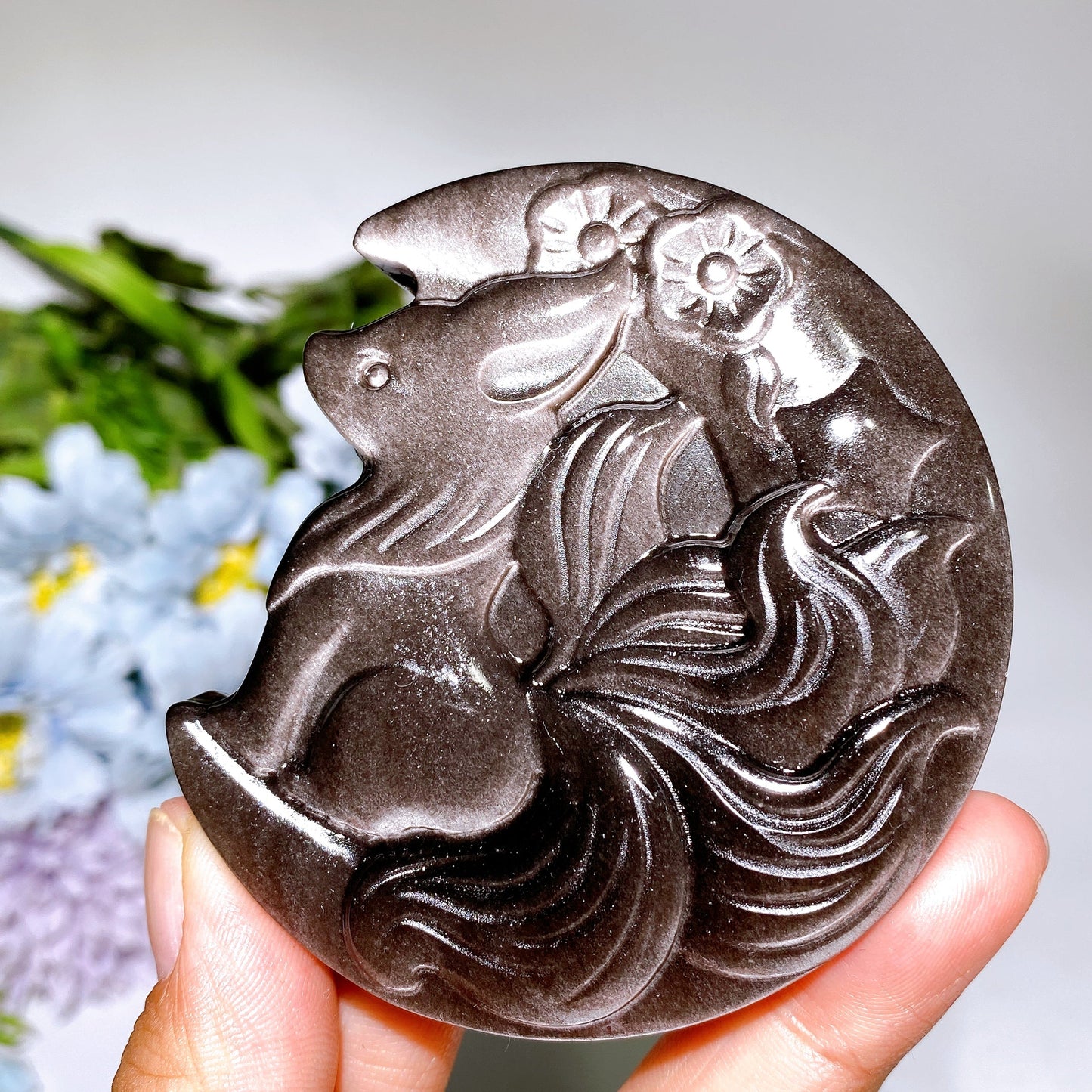 3.0"-3.4" Silver Obsidian Golden Obsidian Carving Crystal Healing Bulk Wholesale