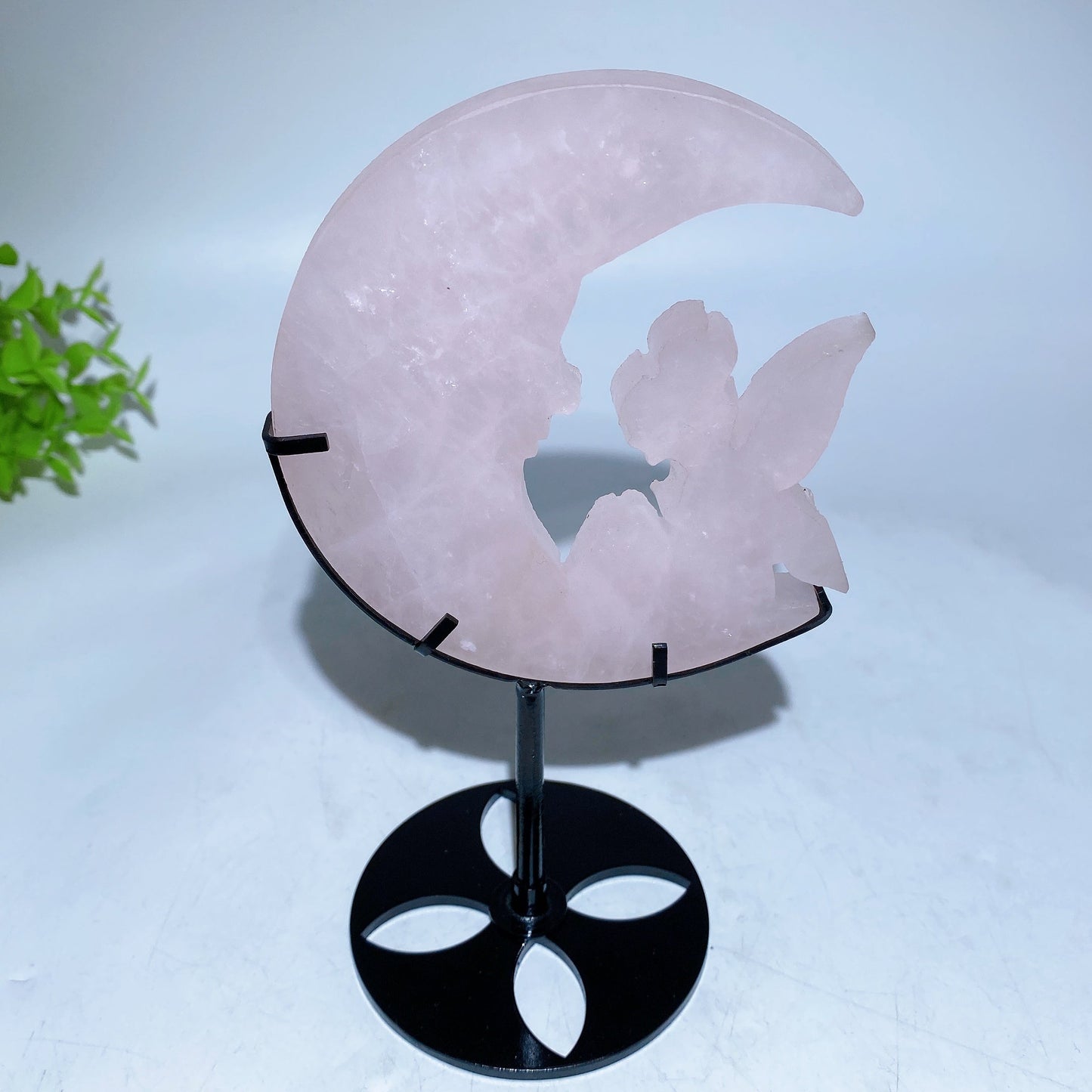 Crystal Fairy on Moon Carving with Stand Crystal Healing Bulk Wholesale