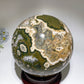 Large Unique Druzy Ocean Jasper Sphere with Wooden Stand Crystal Healing Bulk Wholesale