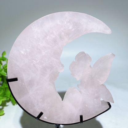 Crystal Fairy on Moon Carving with Stand Crystal Healing Bulk Wholesale
