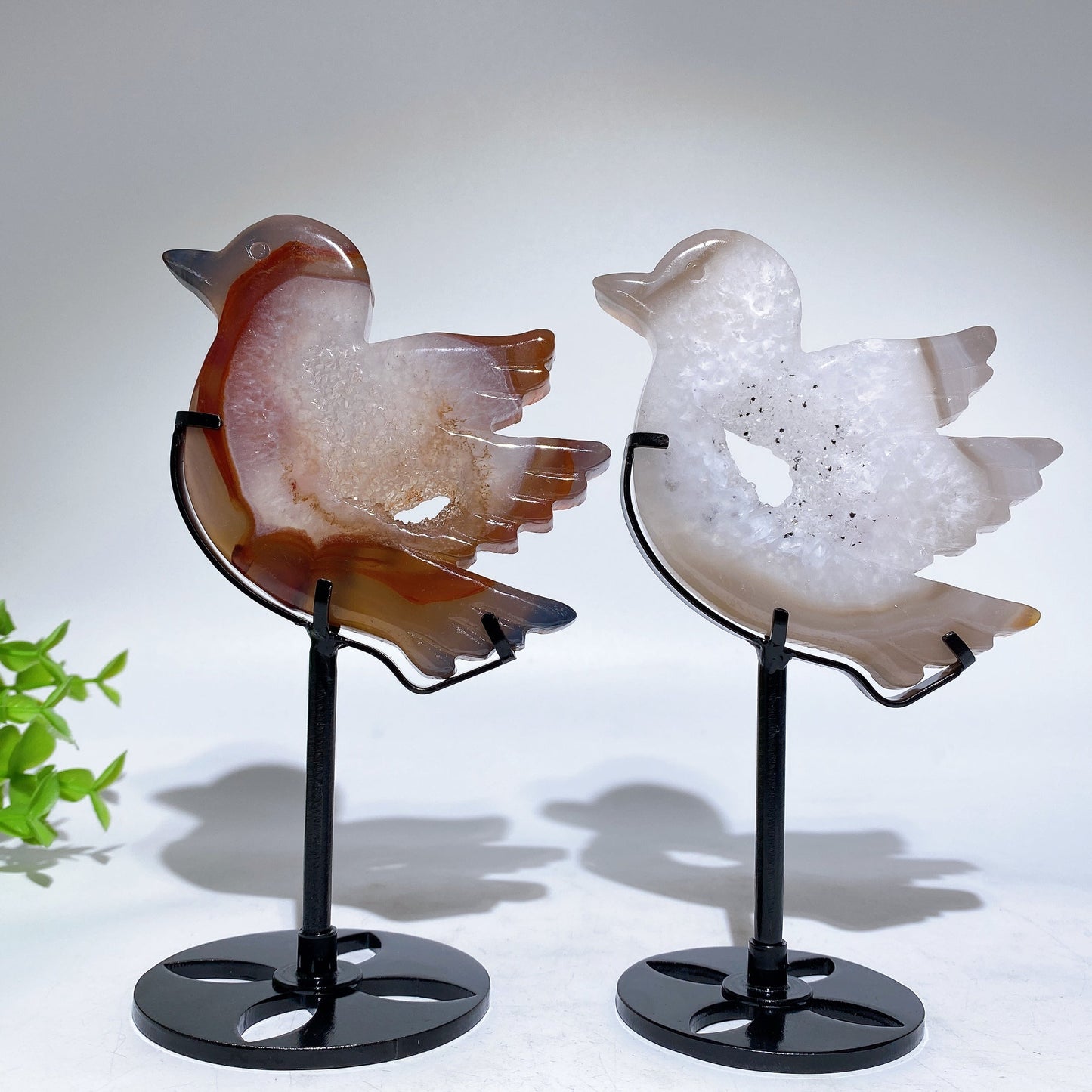 Druzy Agate Bird Carving with Stand Free Form Crystal Healing Bulk Wholesale