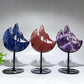 Crystal Wolf on Moon Carving with Stand Free Form Crystal Healing Bulk Wholesale
