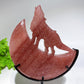 Crystal Wolf on Moon Carving with Stand Free Form Crystal Healing Bulk Wholesale