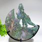 Crystal Wolf on Moon Carving with Stand Free Form Crystal Healing Bulk Wholesale