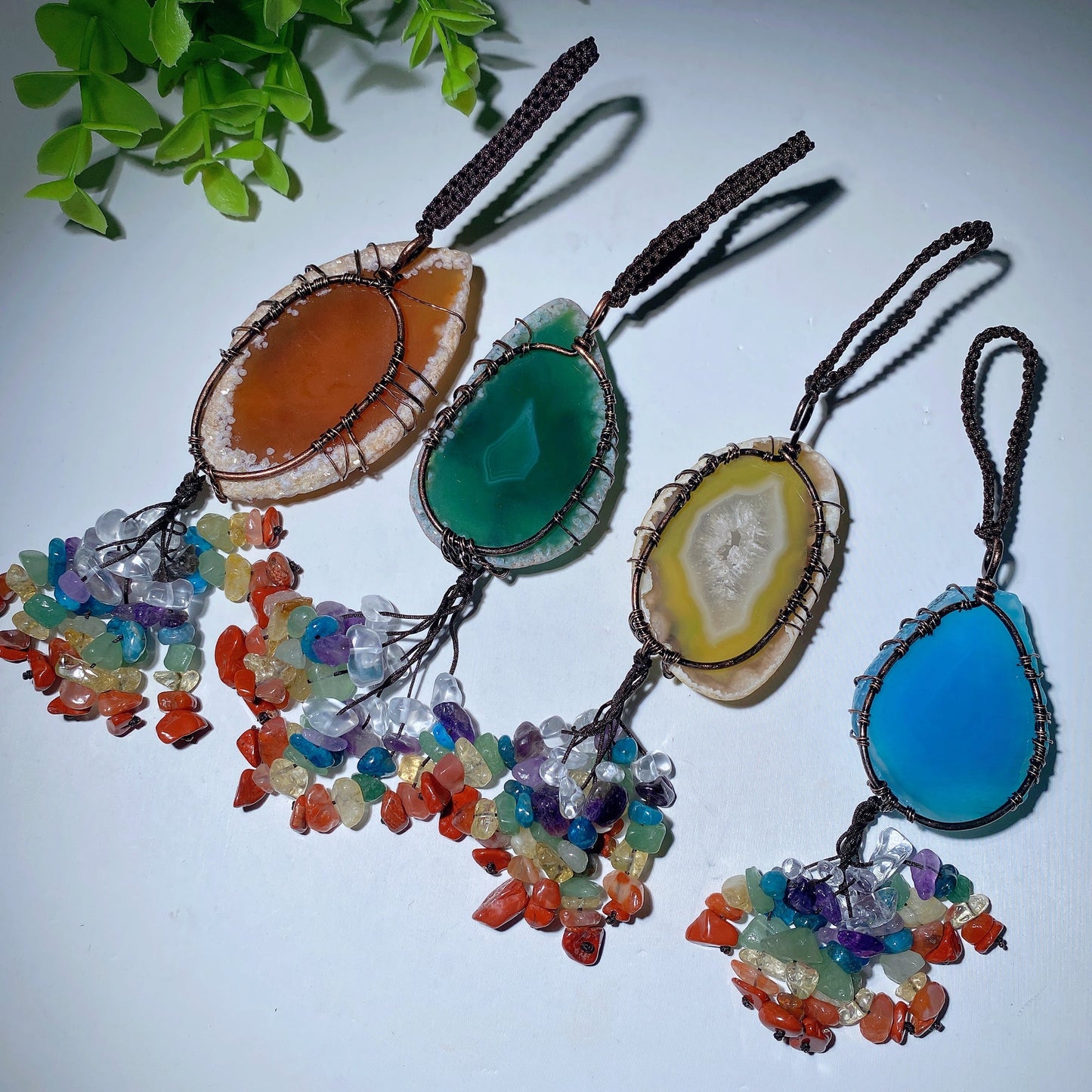 6.5" Colorful Agate Car Hanging Ornament Bulk Wholesale