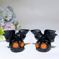 2.1" Black Obsidian Pumpkin Ghost with Bat Carving for Halloween Crystal Healing Bulk Wholesale