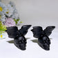 2.6" Black Obsidian Skull with Bat Carving Crystal Healing Bulk Wholesale