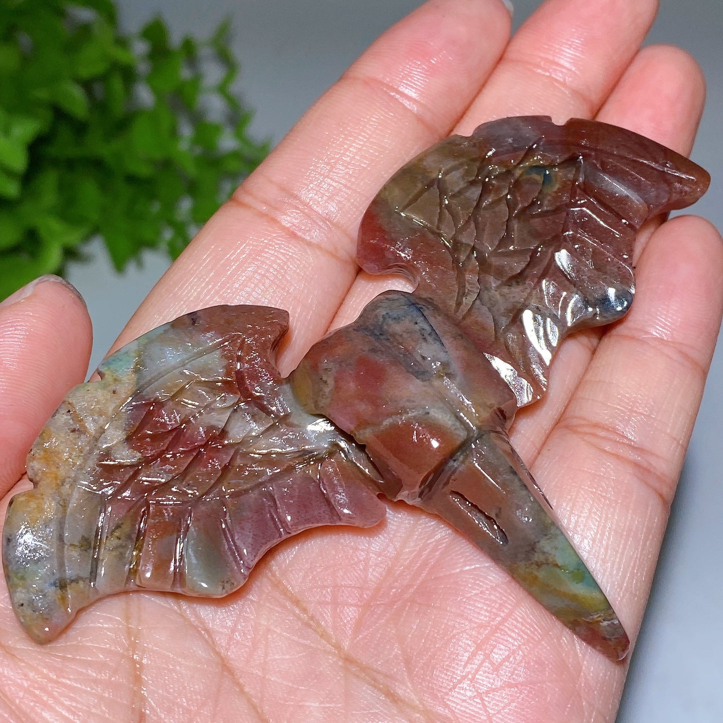 3.8"-4.2" Crystal Raven Skull with Wings Carving Crystal Healing Bulk Wholesale