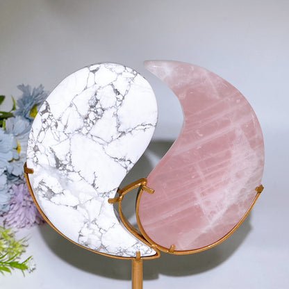 Crystal Taiji Carving with Stand Free Form Crystal Healing Bulk Wholesale