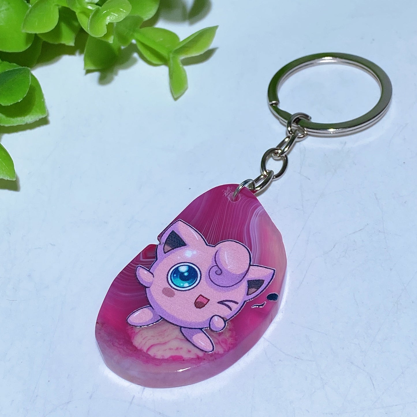 Agate Slab with Printing Keychain Crystal Healing Bulk Wholesale