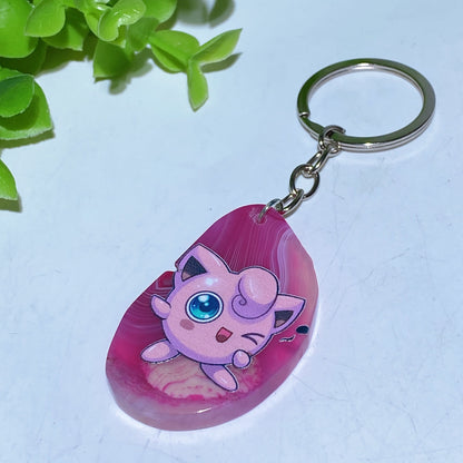 Agate Slab with Printing Keychain Crystal Healing Bulk Wholesale