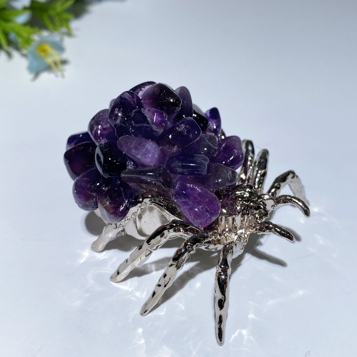 2.4" Crystal Chips Metal Spider Free Form Crystal Healing Bulk Wholesale