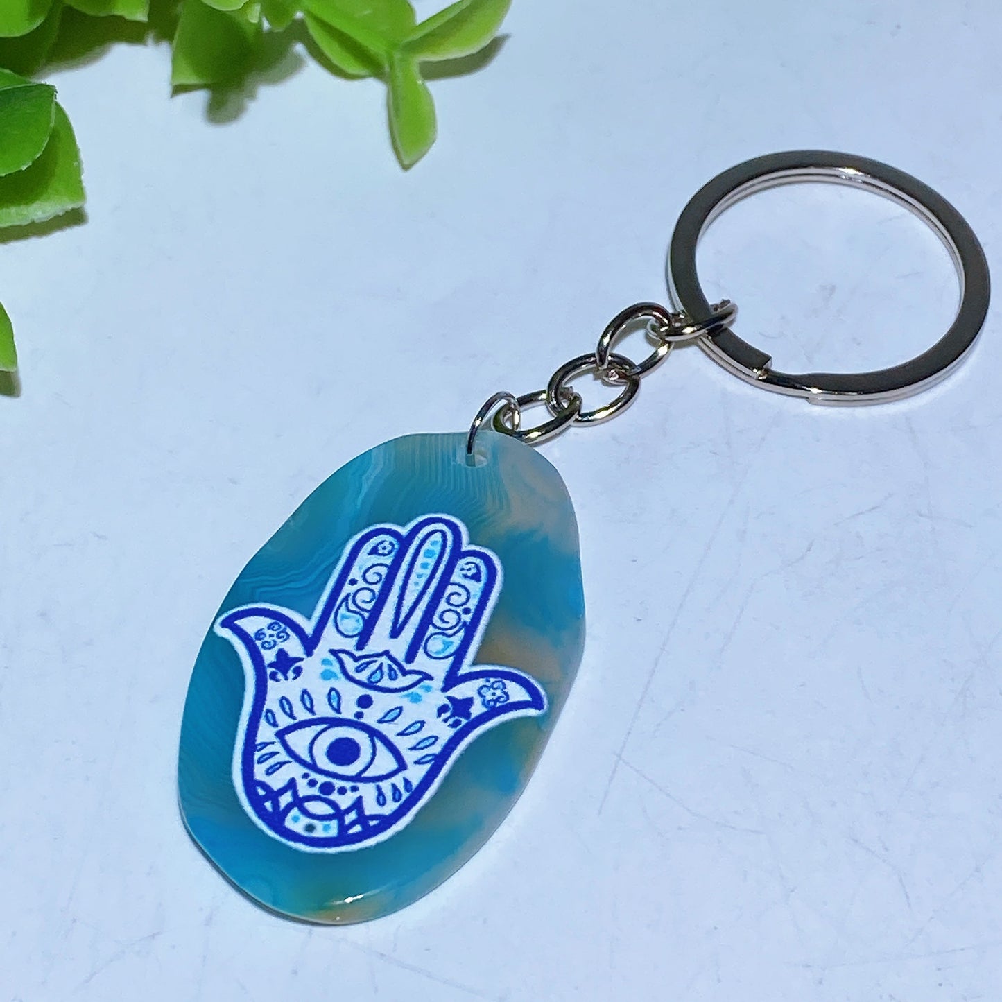 Agate Slab with Printing Keychain Crystal Healing Bulk Wholesale