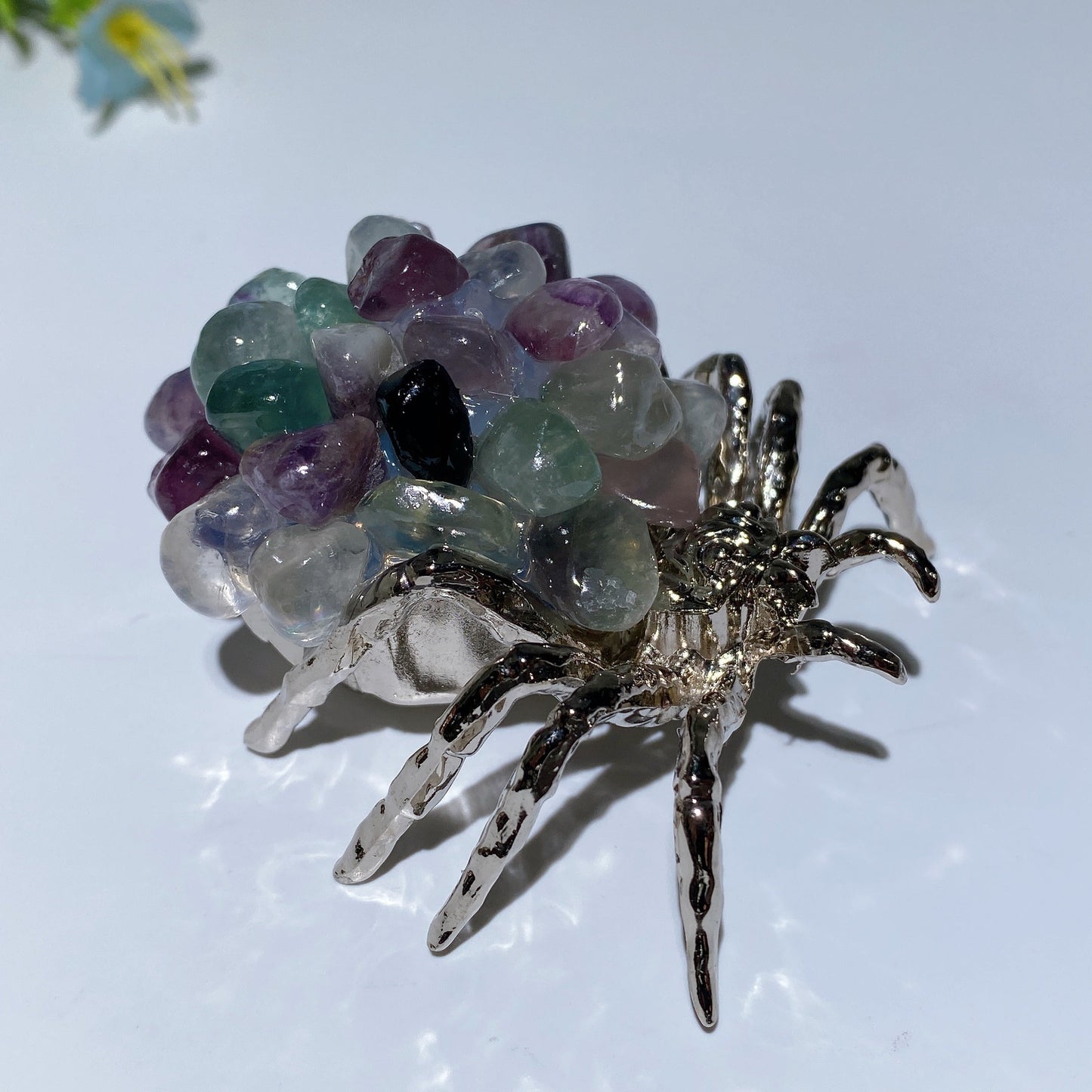 2.4" Crystal Chips Metal Spider Free Form Crystal Healing Bulk Wholesale