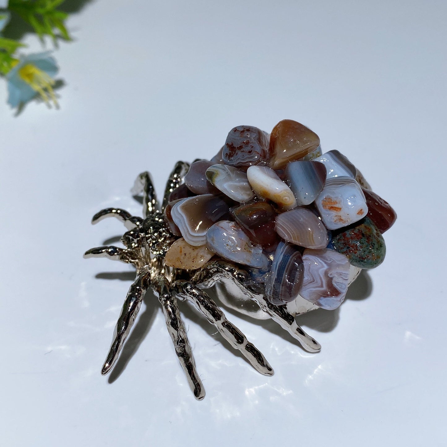 2.4" Crystal Chips Metal Spider Free Form Crystal Healing Bulk Wholesale