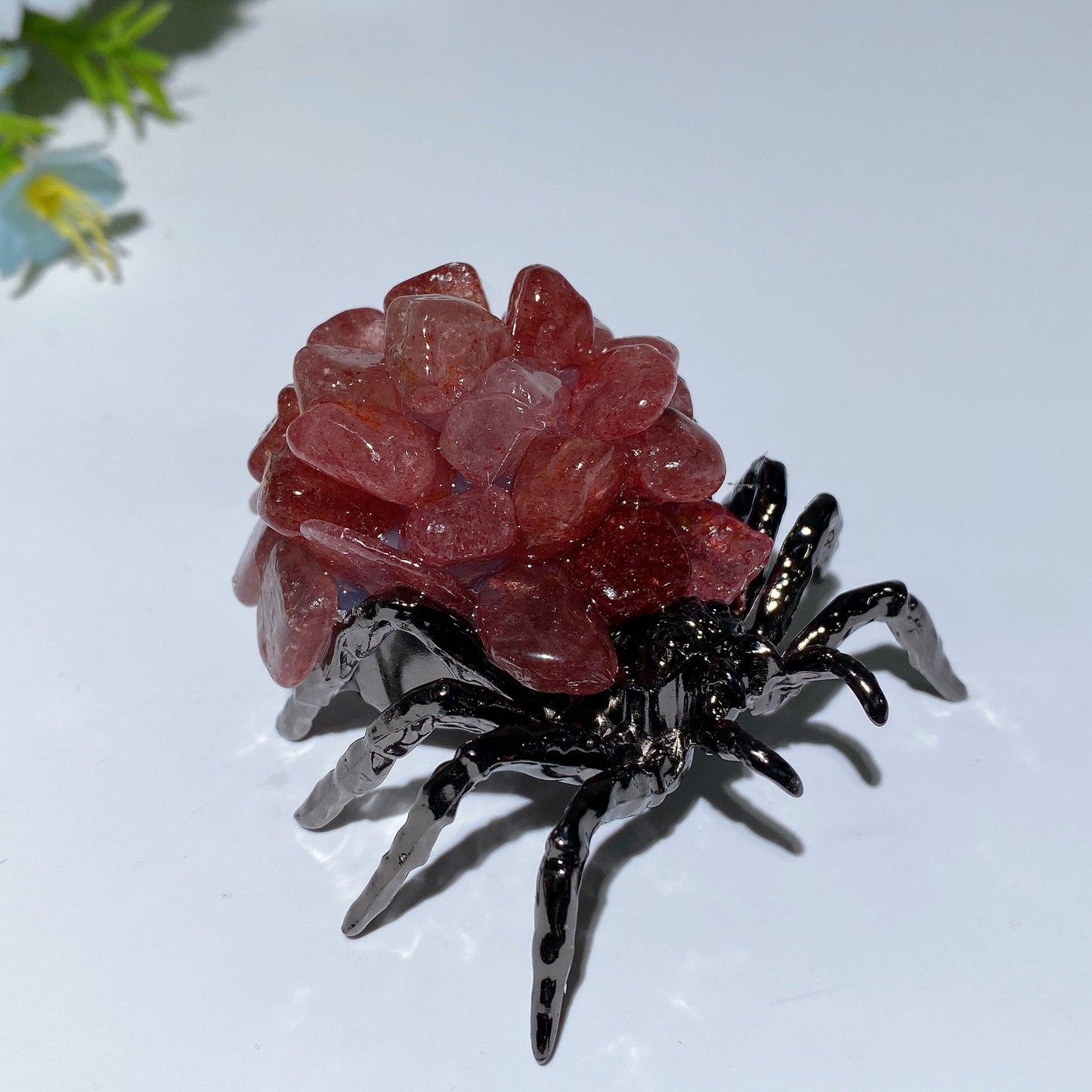 2.4" Crystal Chips Metal Spider Free Form Crystal Healing Bulk Wholesale