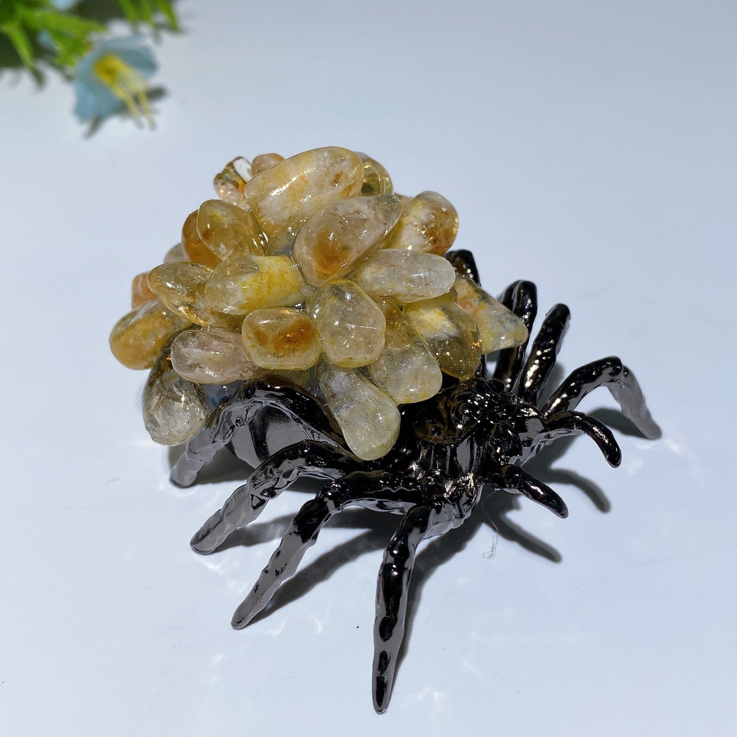 2.4" Crystal Chips Metal Spider Free Form Crystal Healing Bulk Wholesale